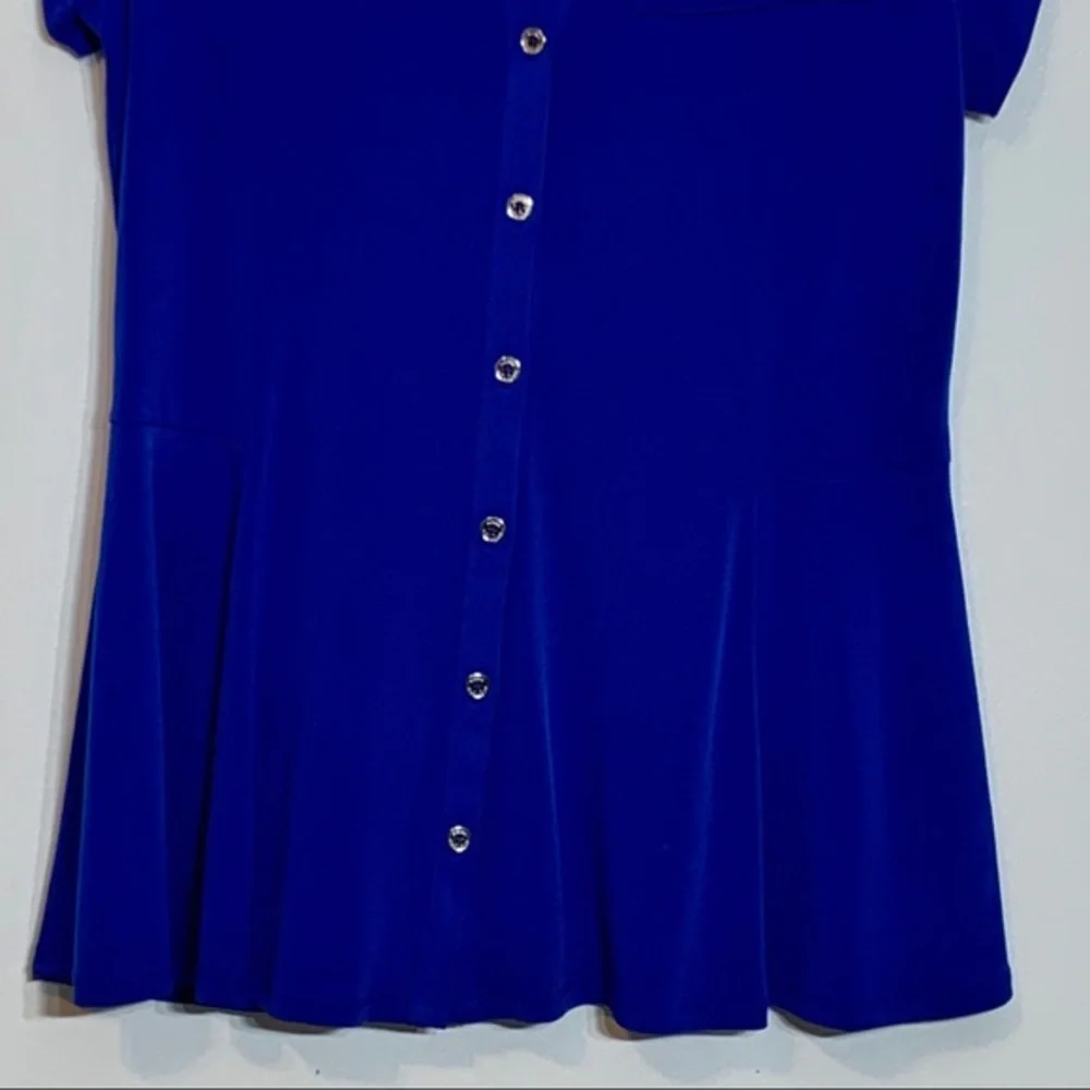 EUC Dana Buchman Bright Blue‎ Peplum Blouse - Picture 3 of 7
